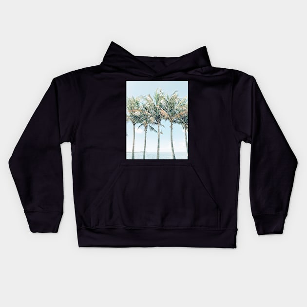 Tropical Palm Trees Kids Hoodie by oliviastclaire